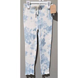 Grayson Collective Girls' Teal Blue Tie Dye Print Ribbed Leggings
